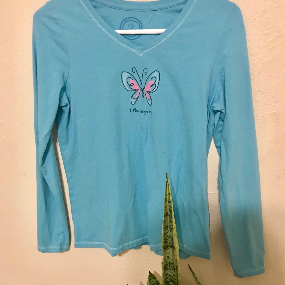 Life is good blue long sleeve t shirt